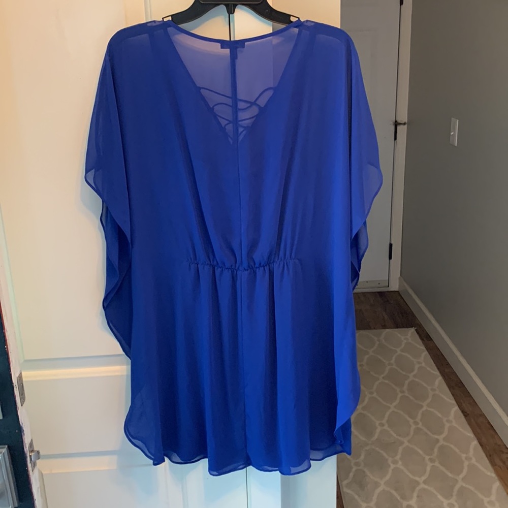 Express Flutter Sleeve Chiffon Overlay Dress - image 3